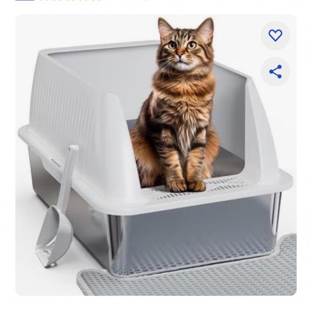 Stainless Steel Cat Litter Box High Sided XL Silver White Petterm New & Unused